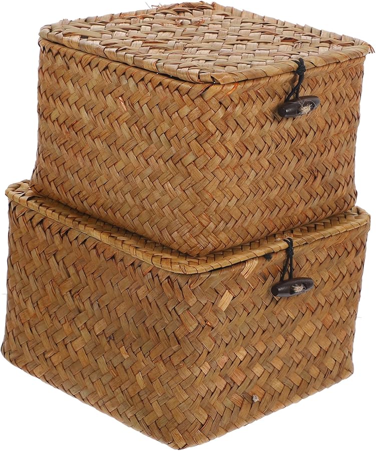 Hand Woven Seagrass Tissue Box Cover Decorative Napkin Holder For Living Room Car - Image 1